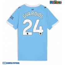 Camisa de Futebol Manchester City Josko Gvardiol #24 Equipamento Principal Mulheres 2025-26 Manga Curta